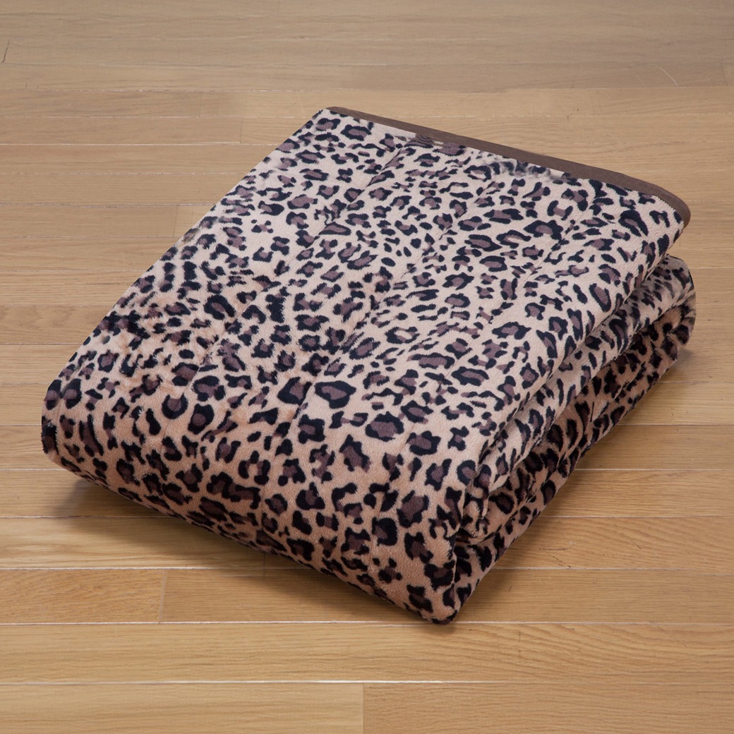 ヒョウ柄フランネル敷パッド 2色組