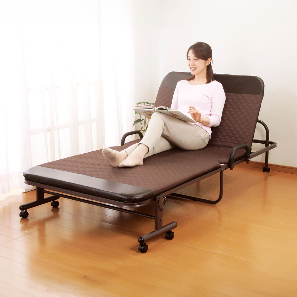 収納式リクライニングベッドDX シングル フランネルブランケット 高反発まくら付き