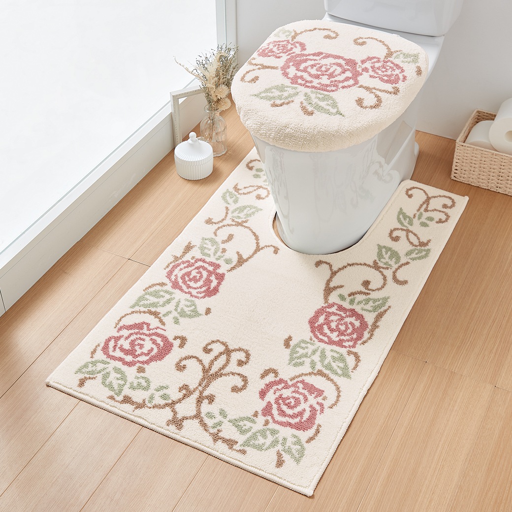 トイレマットシリーズ「ローズガーデン」 耳長ロングマット 60×100cm