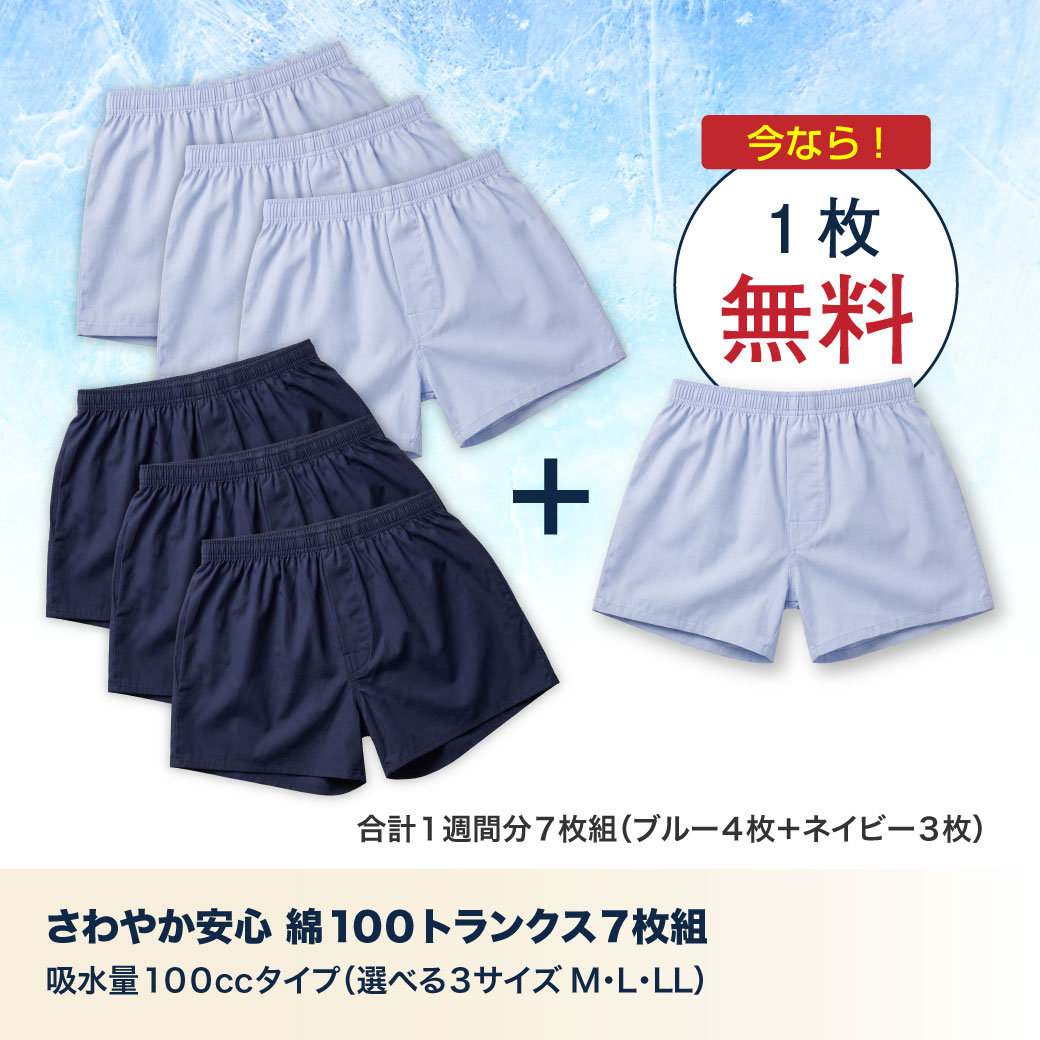 ファミラ 綿100トランクス さわやか安心綿100トランクス サイドガードプラス 2色7枚組 大吸収タイプ M～LL