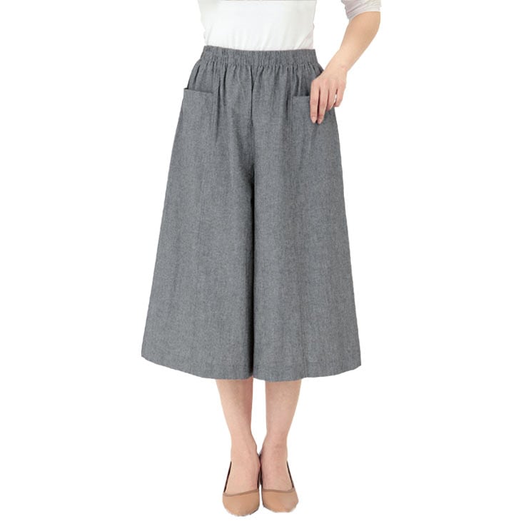 日本製 爽やかダンガリーキュロット 2色組 同サイズ