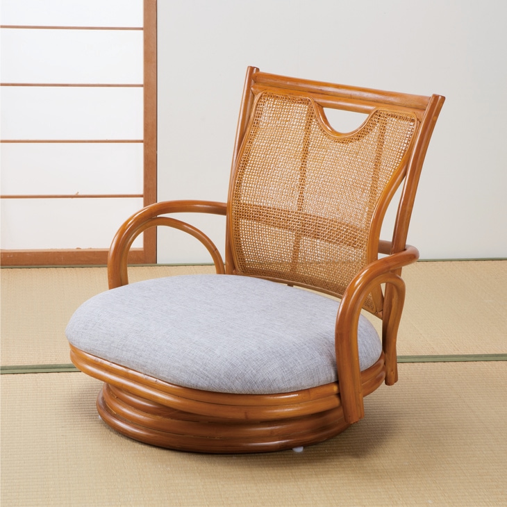 超希少　大塚家具　回転式　アームローチェア　座椅子　天然木　ブラウン　GZ 超希少大塚家具回転式アームローチェア座椅子天然木ブラウンGZ