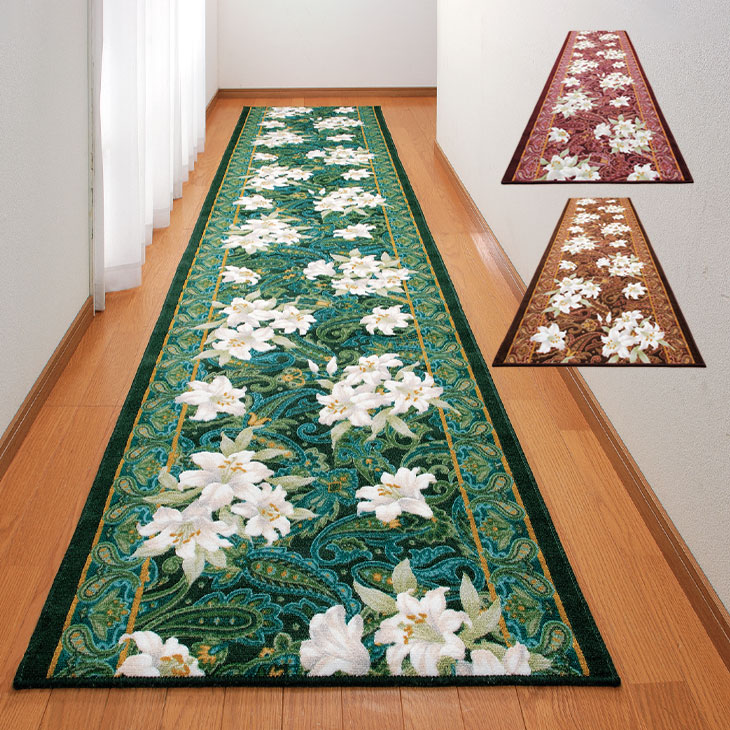 抗菌・防臭加工ゆり柄廊下敷 80×180cm
