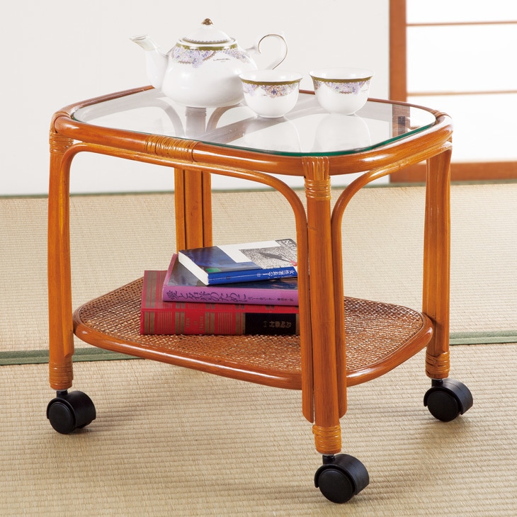 天然籐サイドテーブル キャスター付｜ファミリー・ライフ公式通販