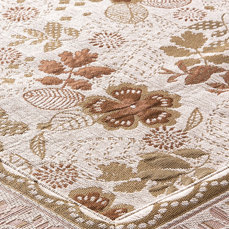 [値下]アンティークフラワー ジャカード ラグ 230×170cm／高密度織り ジャカード織オールシーズンラグ 長方形｜ファミリー・ライフ公式通販