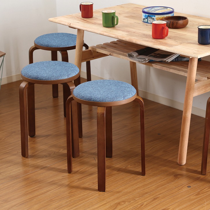 布張り曲木スツール同色2脚組