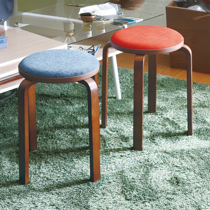 布張り曲木スツール同色4脚組｜ファミリー・ライフ公式通販