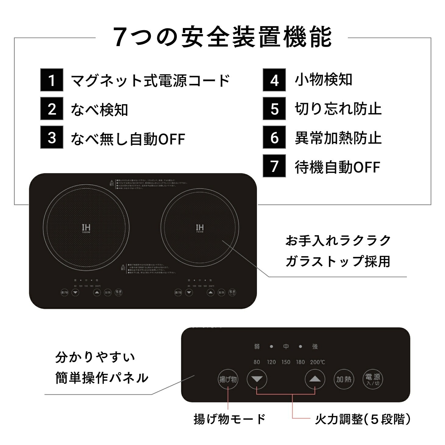 ミニ2口IHクッキングヒーター アップスタンド付き