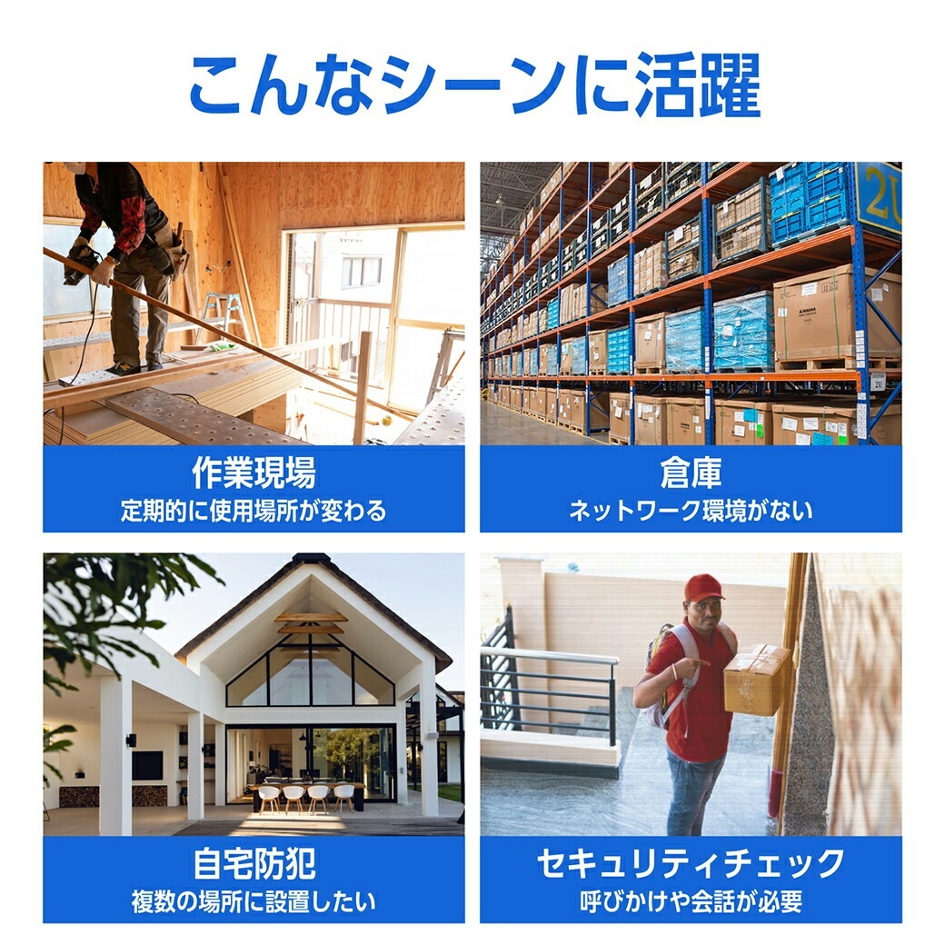 ワイヤレス防犯カメラ10.1インチモニター＆カメラ4台セット