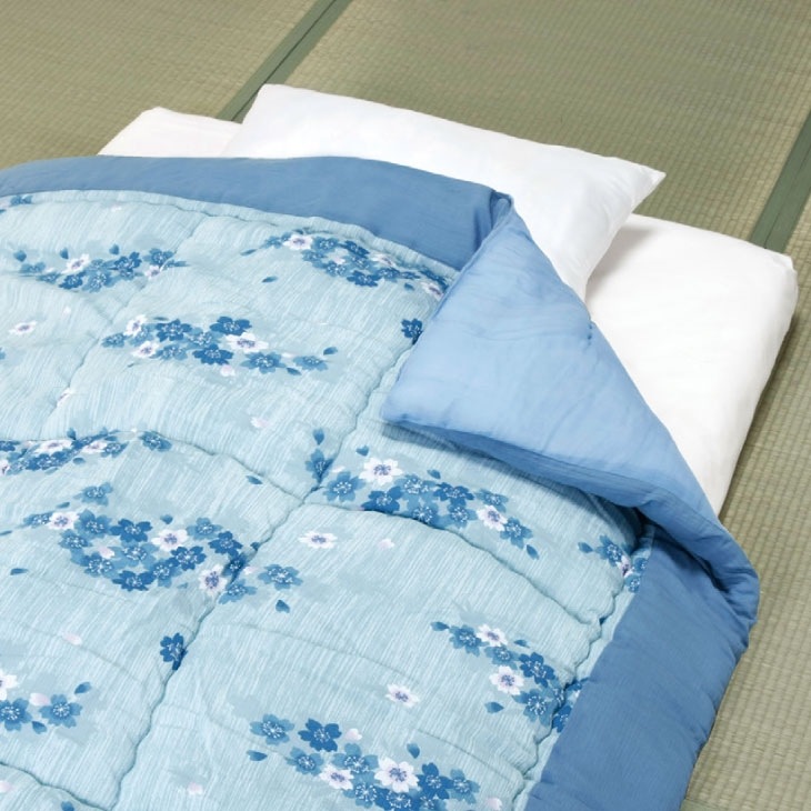 2層式花柄掛け布団 150×210 cm　抗菌防臭　防ダニ加工　安心品質日本製 日本製 吸汗速乾 抗菌防臭防ダニ加工わた使用 楊柳 肌掛布団
