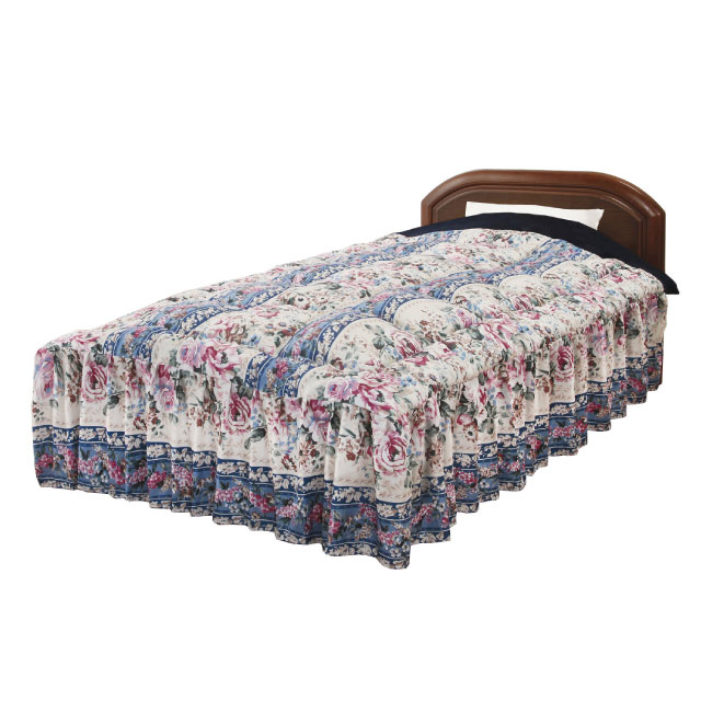 ナイススリープ あったか3層構造ボリュームマイヤー毛布地ベッド布団 フリル付き セミダブル