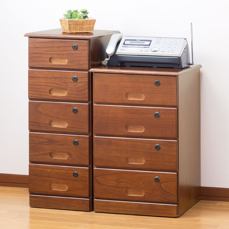 天然木全段鍵付きシークレットチェスト 4段