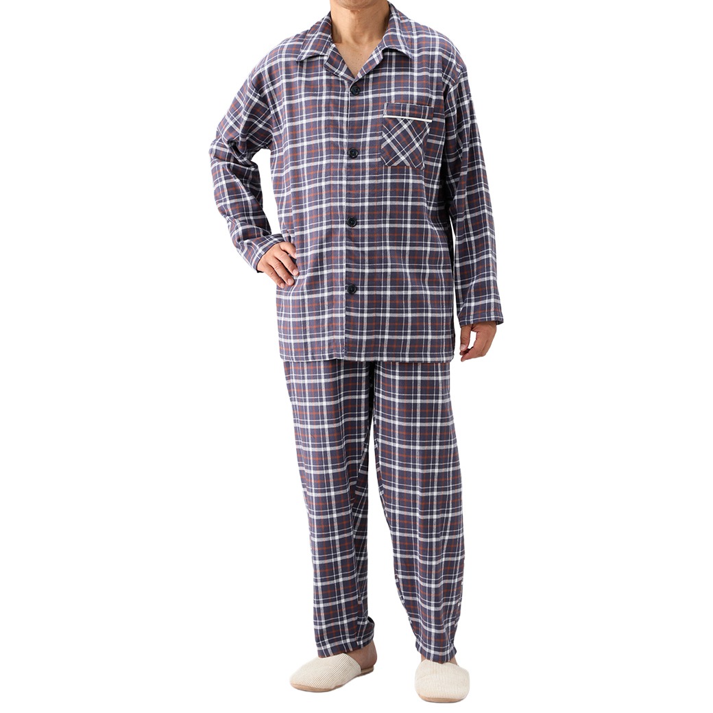 綿100％チェック柄パジャマ2色組同サイズ｜ファミリー・ライフ公式通販