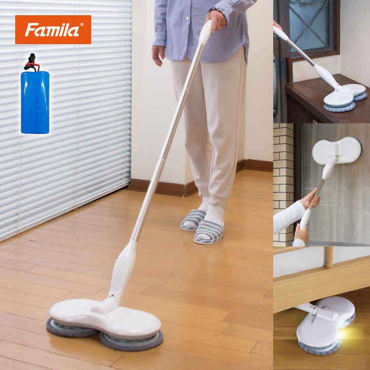 ファミラ 電動モップ スピンマジック 8点セット＋予備バッテリー付き
