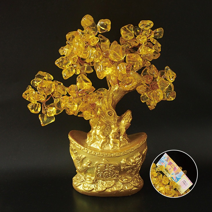 幸せ実りの発財樹 3D 招財樹幸せの木 黄金絵 金運希望仕事 （風水開運  