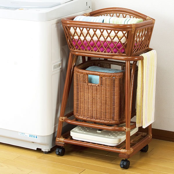 東京ラタン 天然籐2段ランドリー