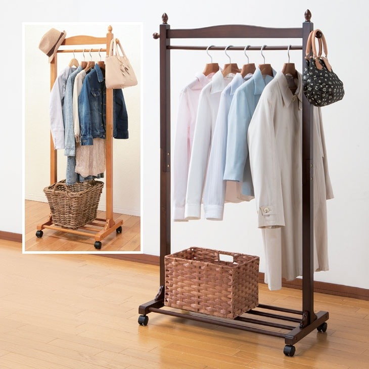 天然木頑丈ハンガーラック 90cm幅 VR-7238