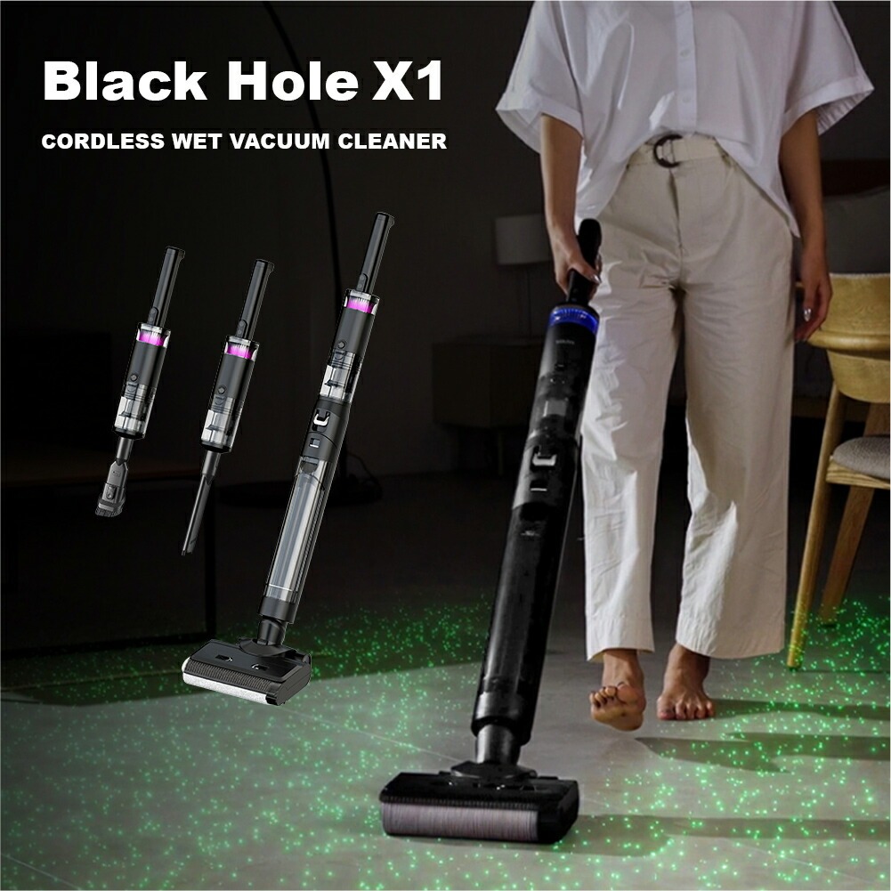 コードレス水拭き掃除機 スペシャルセット ブラック