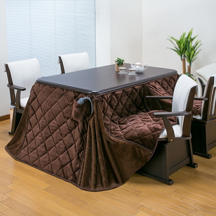 天然木肘付き回転こたつチェア