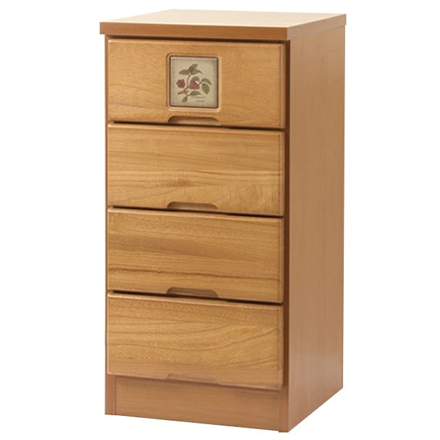 大川産 天然木タイル付きスリムチェスト 8段