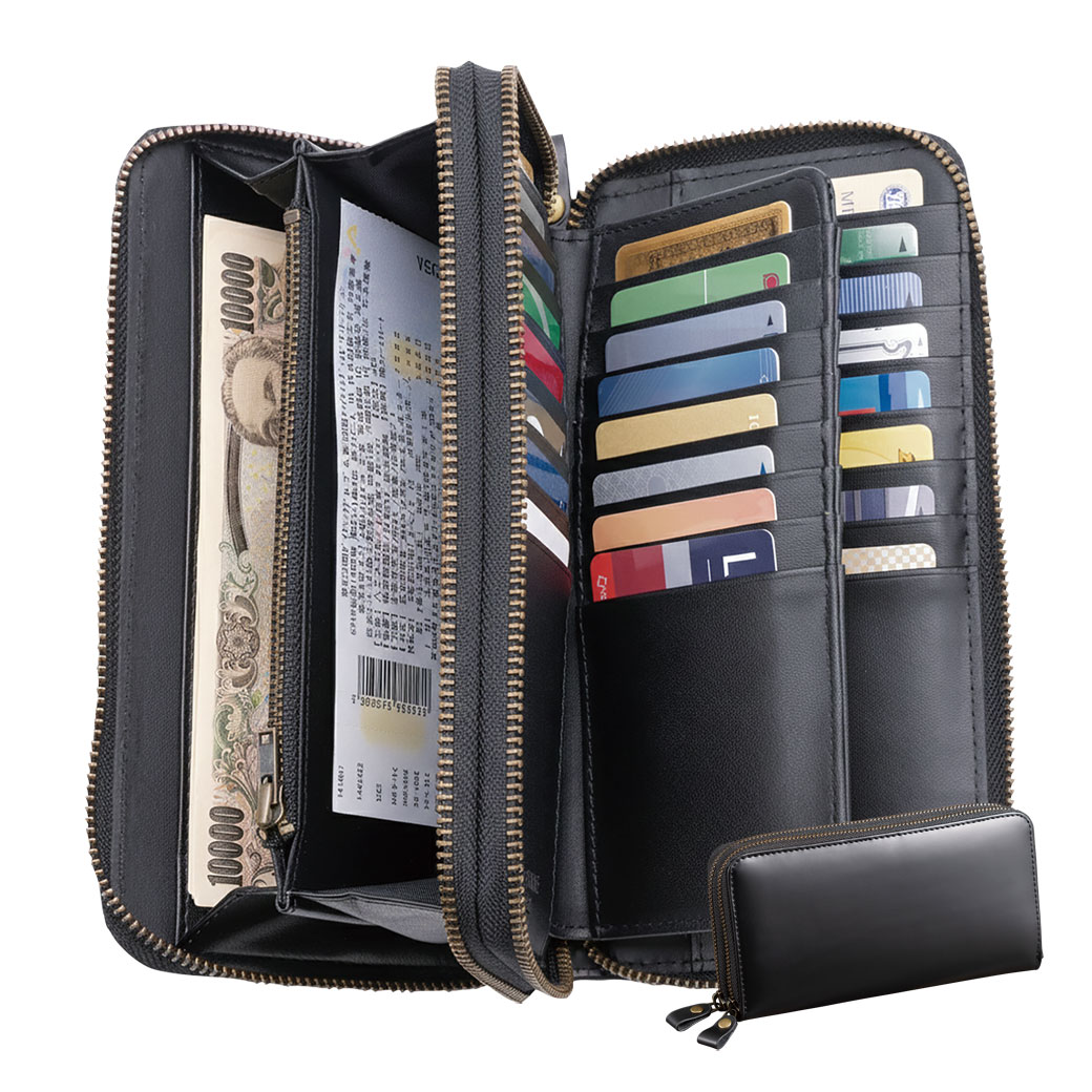 馬革ダブルファスナー大容量長財布｜ファミリー・ライフ公式通販