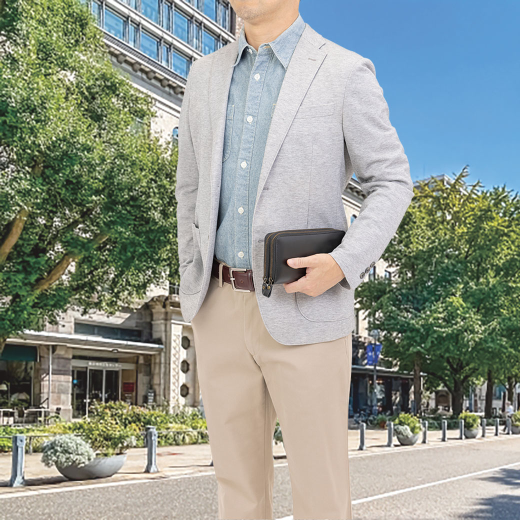 馬革ダブルファスナー大容量長財布