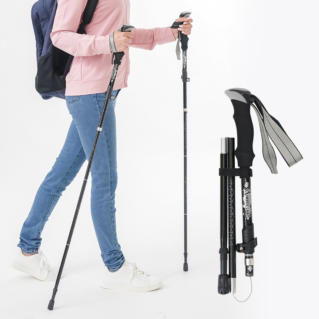 歩きたくなる 折りたたみ式ウォーキングポール 2本組 1-00337-001