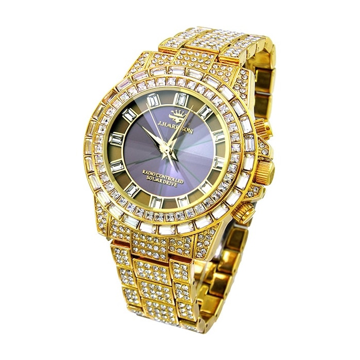 [ジェ・ハリソン] 腕時計 JH-025GB メンズ 正規輸入品 ゴールド ジョンハリソン 天然ダイヤ付きソーラー電波腕時計 プレミアム