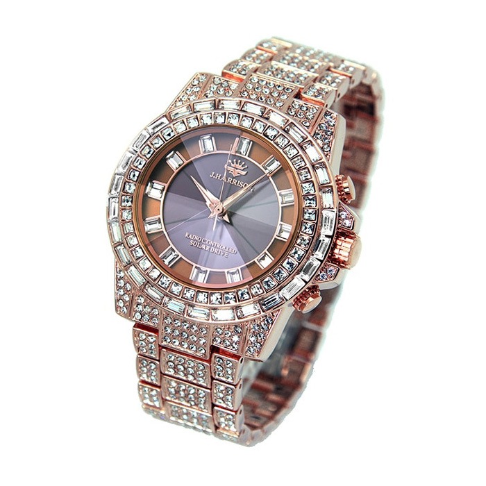 [ジェ・ハリソン] 腕時計 JH-025GB メンズ 正規輸入品 ゴールド ジョンハリソン 天然ダイヤ付きソーラー電波腕時計 プレミアム