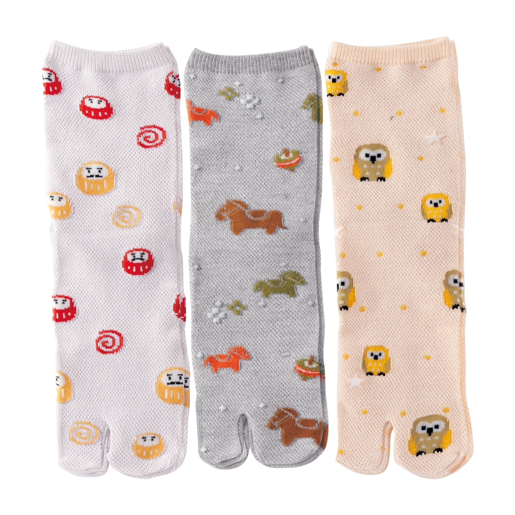 メッシュ足袋ソックス3柄組×3セット