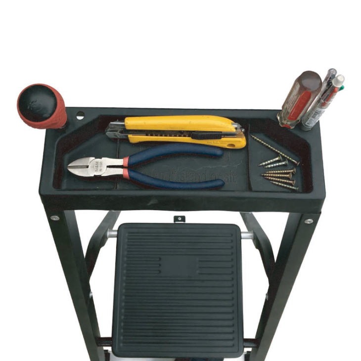 アルミ幅広ステップ トレー付き踏み台 4段