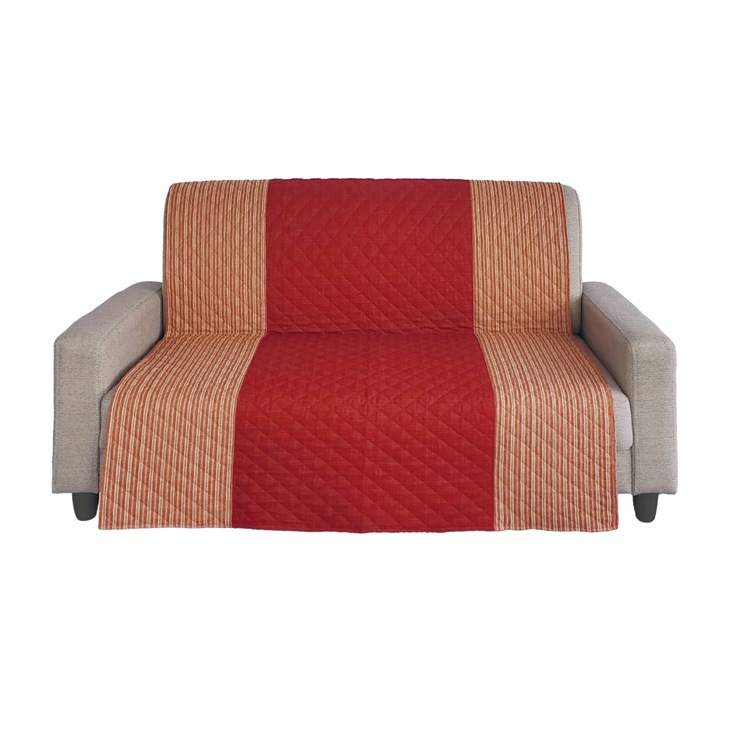 日本製 抜染切替縞柄キルトソファカバー 1人掛用 55×150cm