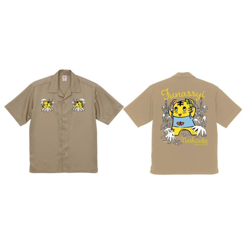 FL とらっしースカジャン風シルキーシャツ(カーキ)