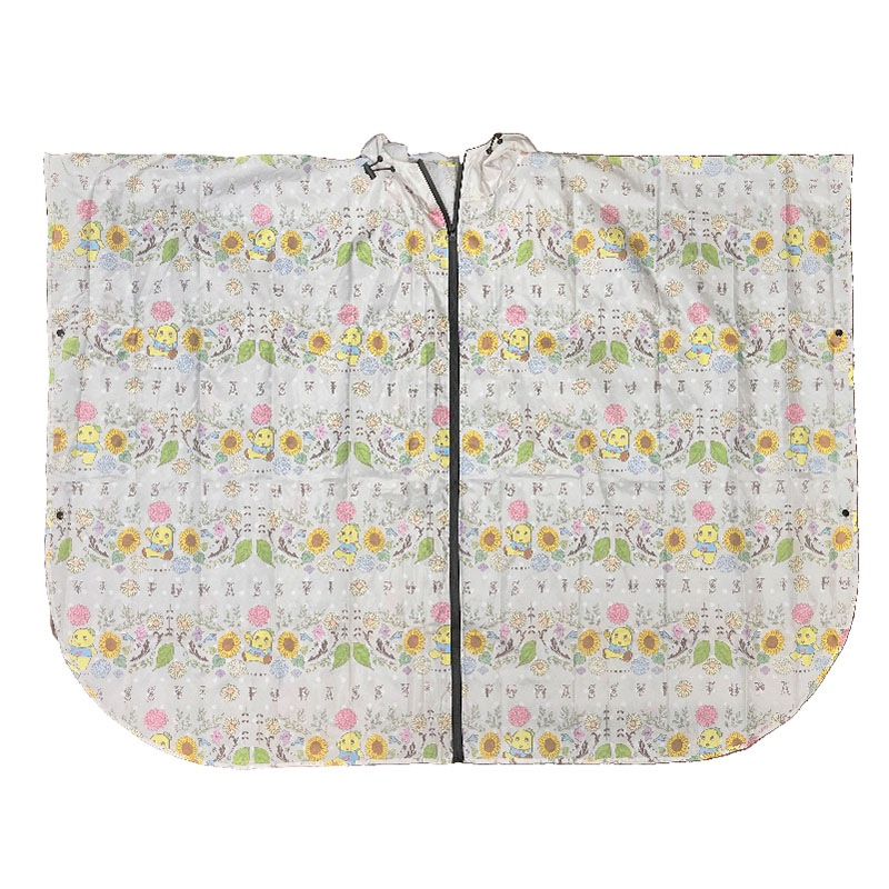 フラワープリント ポンチョ FL レインポンチョジッパー付き（フラワーふなっしー