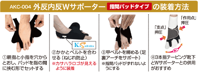 【Sale在庫限り】外反内反Wサポーター『指間パットタイプ』(左足/片足入り)AKC-001-Sale