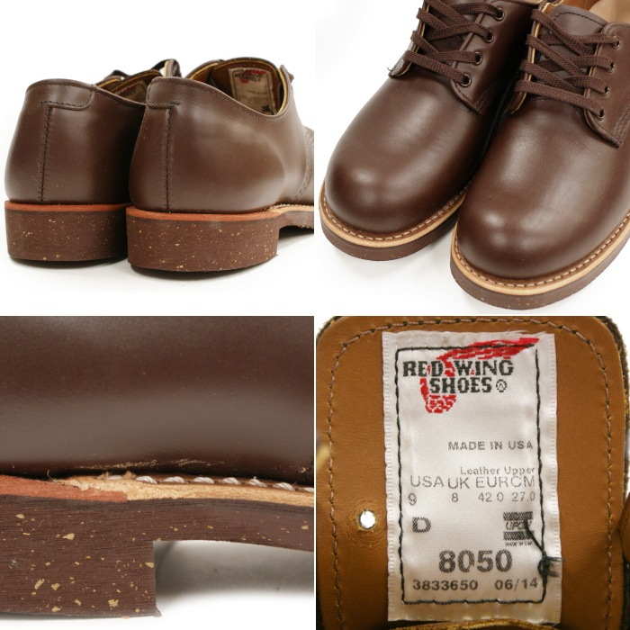 美品　9D レッドウィング　フォアマン　8050 9D レッドウィング 8054 フォアマン オックスフォード 黒 27cm