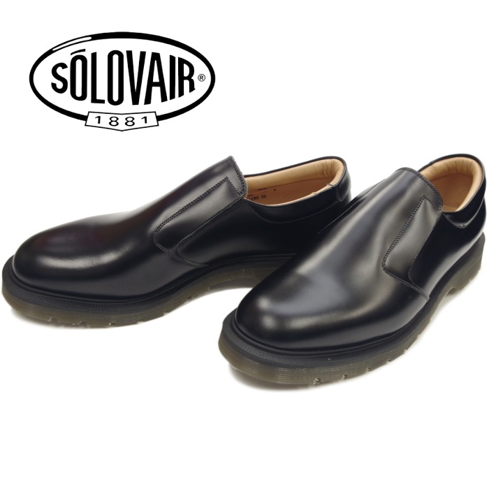 Sale Off ソロヴェアー Solovair 1466 Hi Shine Slip On ブラック カジュアルシューズ メンズ スリッポン