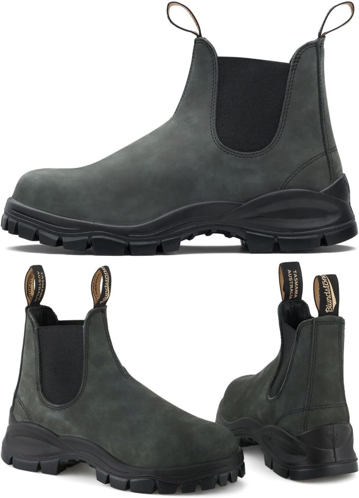 Rustic Black Lug Boots, Premium Leather Chelsea Boots, Men's