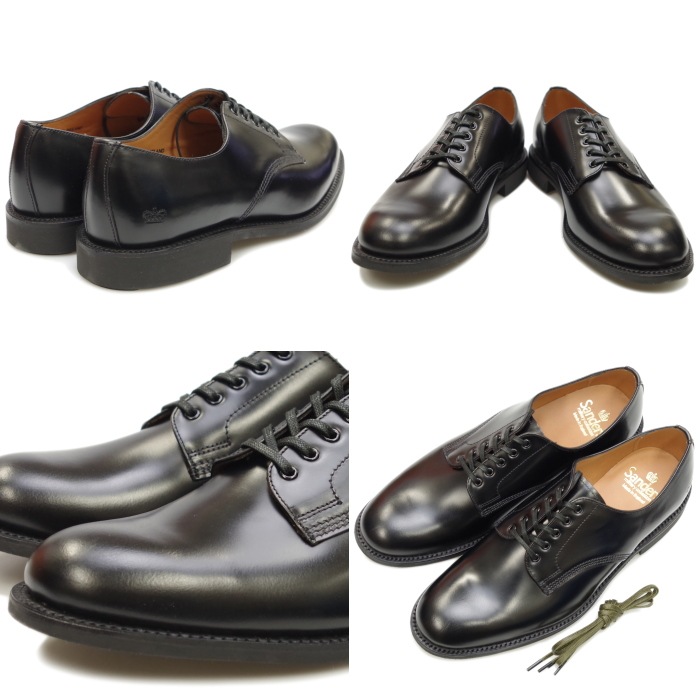 ��������� �ߥ꥿�꡼ SANDERS 2246 MILITARY OFFICER SHOE �֥�å� ���ե��������塼�� �ץ졼��ȥ� �쥶�� �ӥ��ͥ����塼�� ��� �ܳ� ���󥰥�����