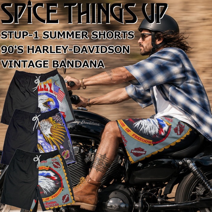 ���ѥ������󥰥����å� SPICE THINGS UP STUP-1 SUMMER SHORTS 90'S HARLEY-DAVIDSON �ϡ��졼���ӥåɥ��� ������ơ����Х���� �Х���ʥ��硼�� ��� ���硼�ȥѥ�� ���硼�� �ϡ��եѥ�� ���硼�ĥѥ�� û�ѥ� Ⱦ���ܥ� ���ᥫ��