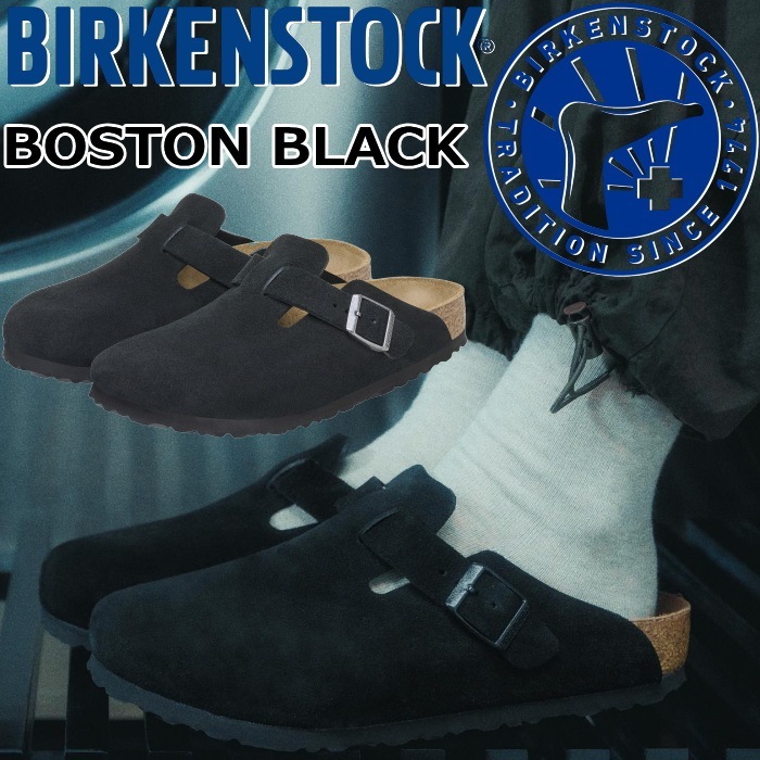 �ӥ륱�󥷥�ȥå� �ܥ��ȥ� BIRKENSTOCK BOSTON 1027142 �֥�å� �������� �쥮��顼 �����å�������� ��� ������� �����å� ��ǥ����� ����åݥ� �����ȥɥ� ������ �롼�ॷ�塼�� �ɥ����� ���� ������