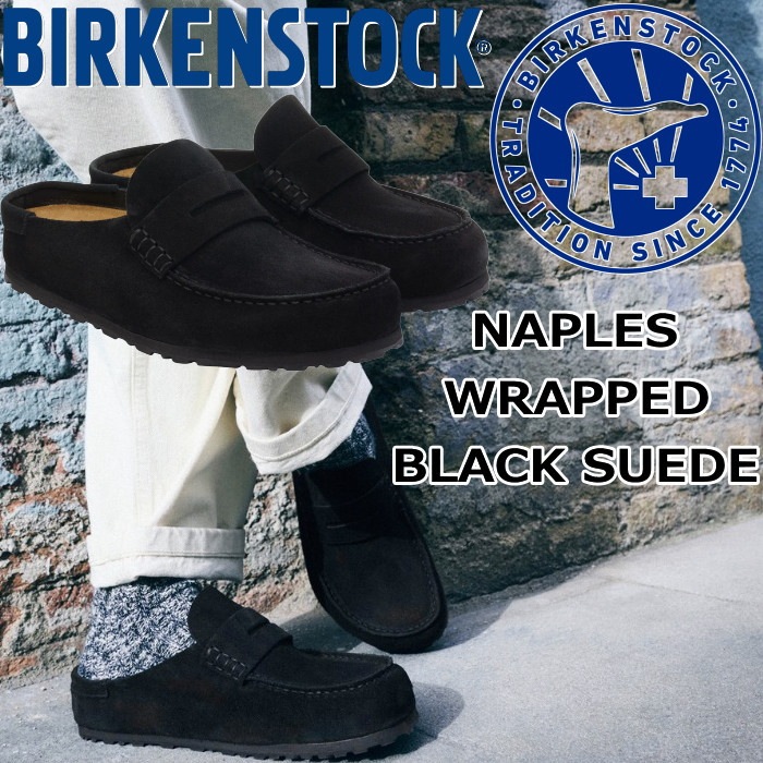 �ӥ륱�󥷥�ȥå� �͡��ץ륺 ��å� BIRKENSTOCK NAPLES WRAPPED 1030795 �֥�å� �쥮��顼 �����ե��� ����������ե��� �ڥˡ������ե��� ��󥺥������ ��� ������� ��ǥ����� �����ȥɥ� �롼�ॷ�塼�� �ɥ����� ������