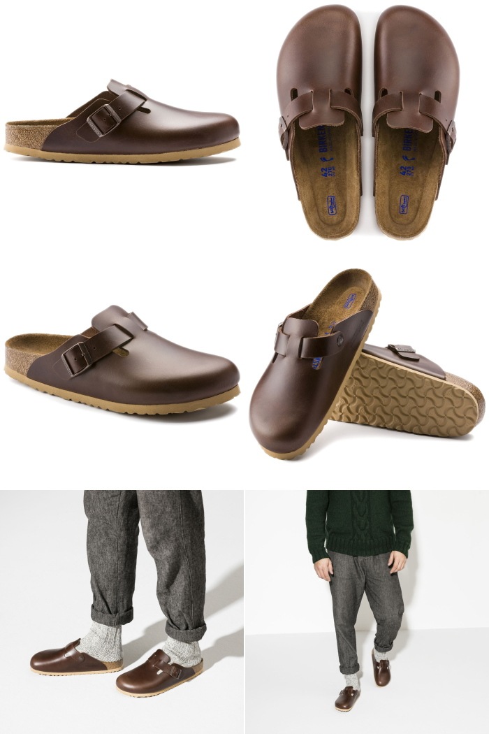 ビルケンシュトック ボストン Birkenstock Boston アンティークプルエスプレッソ ソフトフットベッド レザー クロッグ サンダル