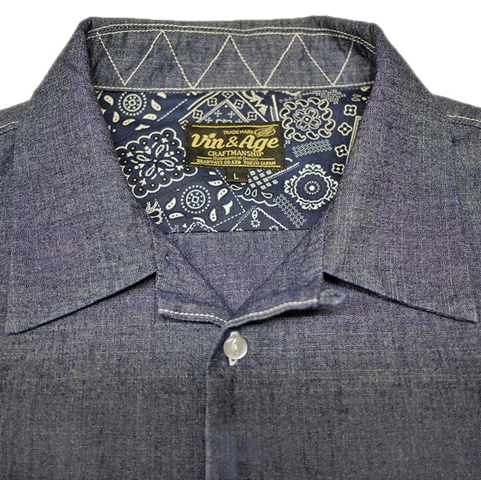 ������&������ ����� ��� Ĺµ Vin&Age TYPE VSL11 CHAMBRAY SHIRT �����֥졼 Ĺµ����� �������� �������������� ��󥺥���� Ĺµ�����֥졼����� ���ᥫ�� �ץ쥼��� ���ե�