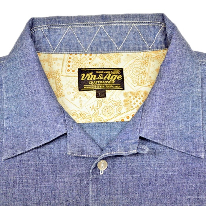 ������&������ ����� ��� Ĺµ Vin&Age TYPE VSL11 CHAMBRAY SHIRT �����֥졼 Ĺµ����� �������� �������������� ��󥺥���� Ĺµ�����֥졼����� ���ᥫ�� �ץ쥼��� ���ե�