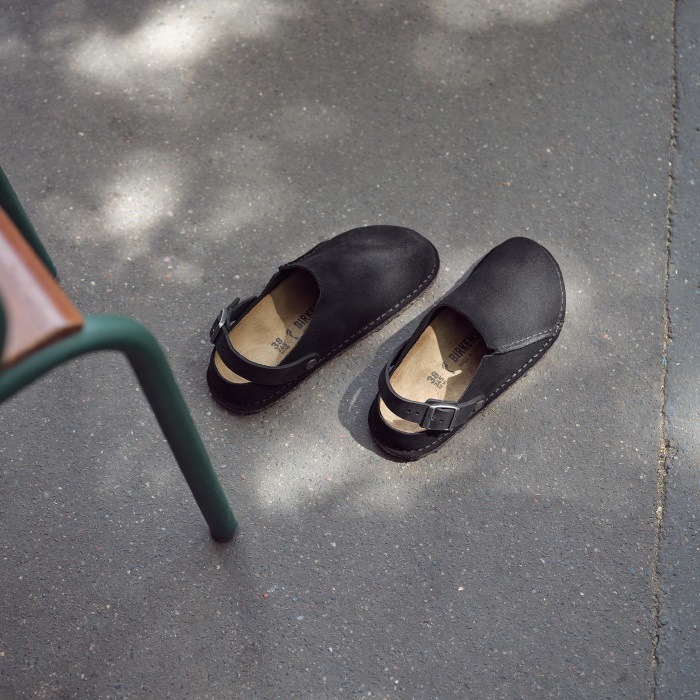 �ӥ륱�󥷥�ȥå� ��ȥ꡼ BIRKENSTOCK LUTRY 1025323 �֥�å� �������� �쥮��顼 �����å�������� ��� ������� �����å� ��ǥ����� ����åݥ� �����ȥɥ� �롼�ॷ�塼�� �ݥ�ȥ����� ������
