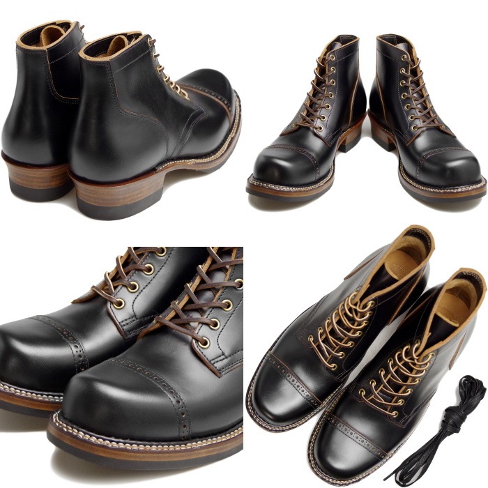 Locking Shoes by FootMonkey ���å��󥰥��塼�� �եåȥ�󥭡� CAP TOE LACE UP BOOTS TS-013 �֥�å� ����åץȥ��졼�����åץ֡��� ����֡��� �ܳ� ��� ��� �����ȥɥ� ������