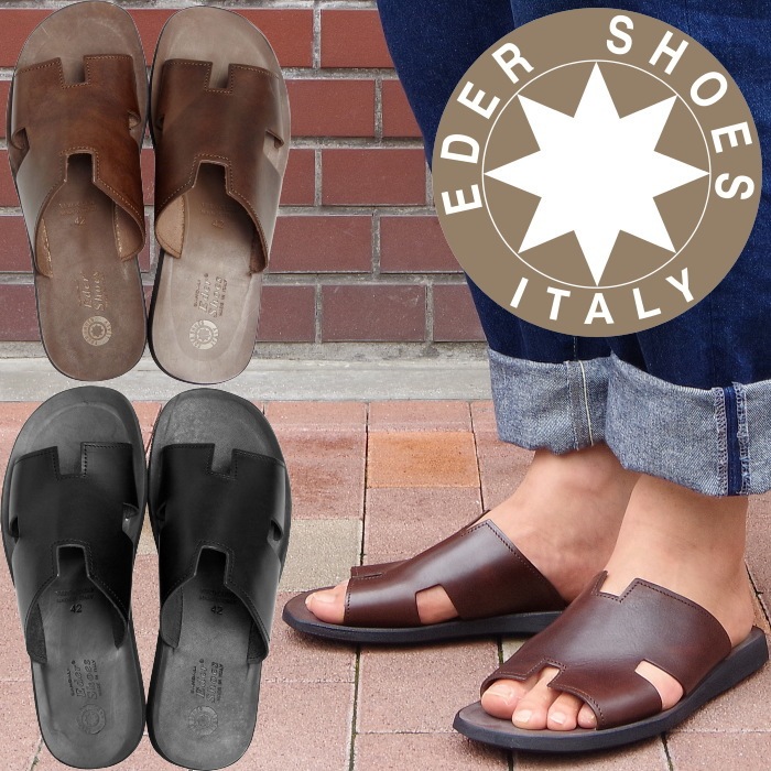 EDER SHOES ��� ������ ������� �쥶�� 4158 ���饤�ɥ������ �쥶��������� ����������� ��󥺥������ ������� �� �����奢�� �����ȥɥ� ������ �� �� LEATHER SANDAL �����ꥢ��