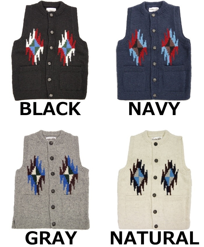 MONKEY WEAR COWICHAN KNIT VEST FT001 ��󥭡������� �������� �˥å� �٥��� ��� �������󥻡����� ��������٥��� �������� �ϥ�ɥᥤ�� ���ᥫ�� �ͥ��ƥ����� ������100% �ͥѡ�����