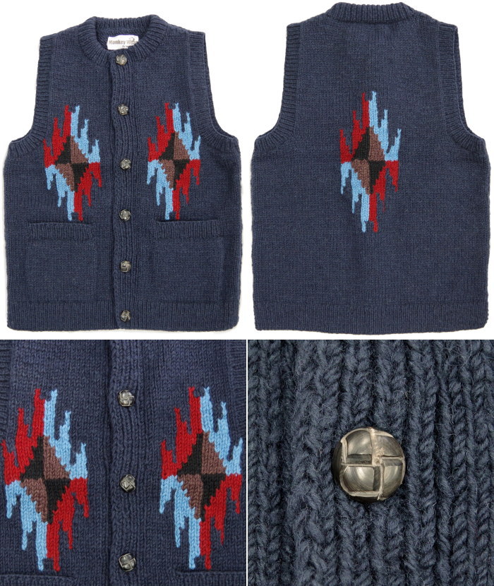MONKEY WEAR COWICHAN KNIT VEST FT001 ��󥭡������� �������� �˥å� �٥��� ��� �������󥻡����� ��������٥��� �������� �ϥ�ɥᥤ�� ���ᥫ�� �ͥ��ƥ����� ������100% �ͥѡ�����